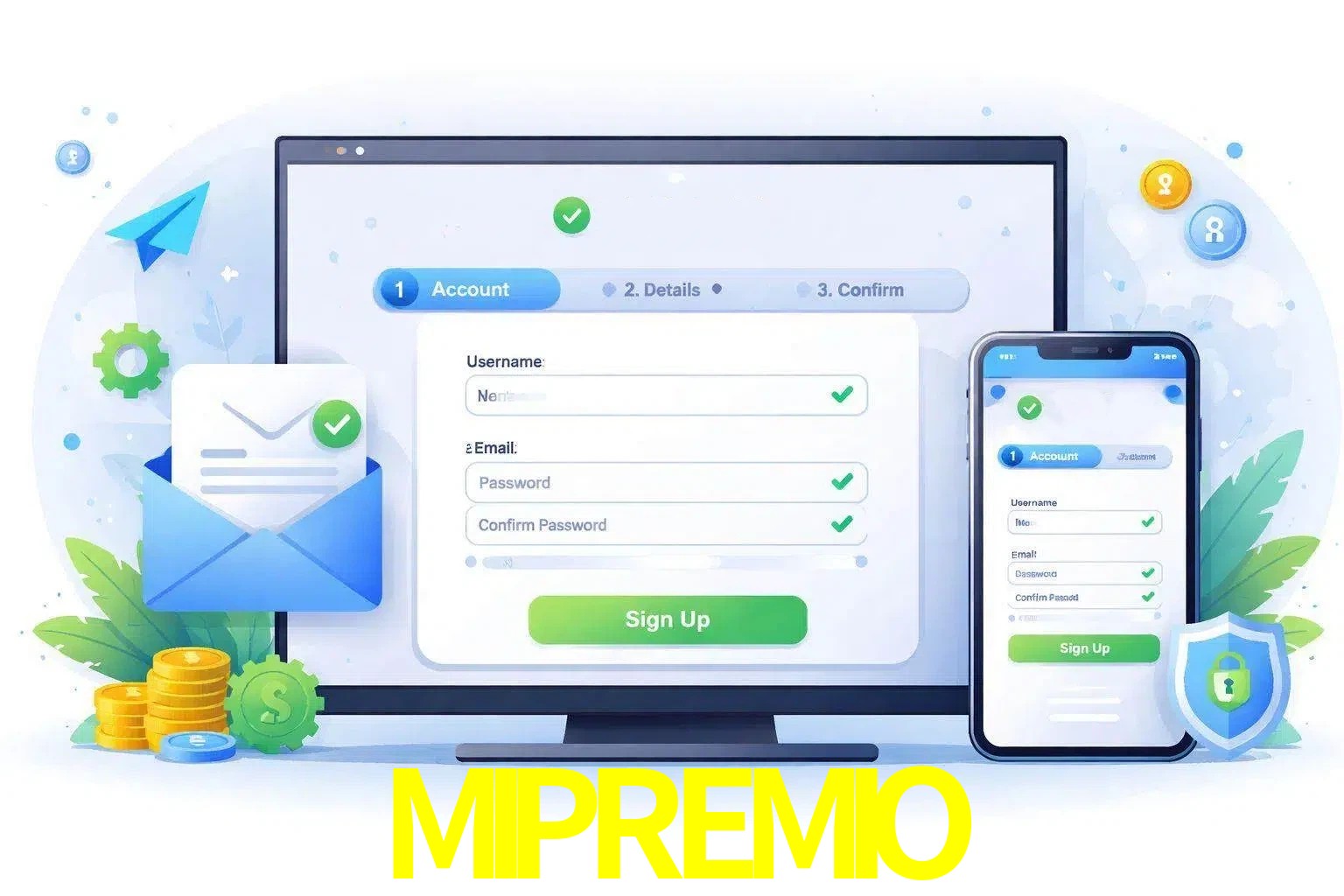 Registro de nuevo usuario y configuración de cuenta MIPREMIO